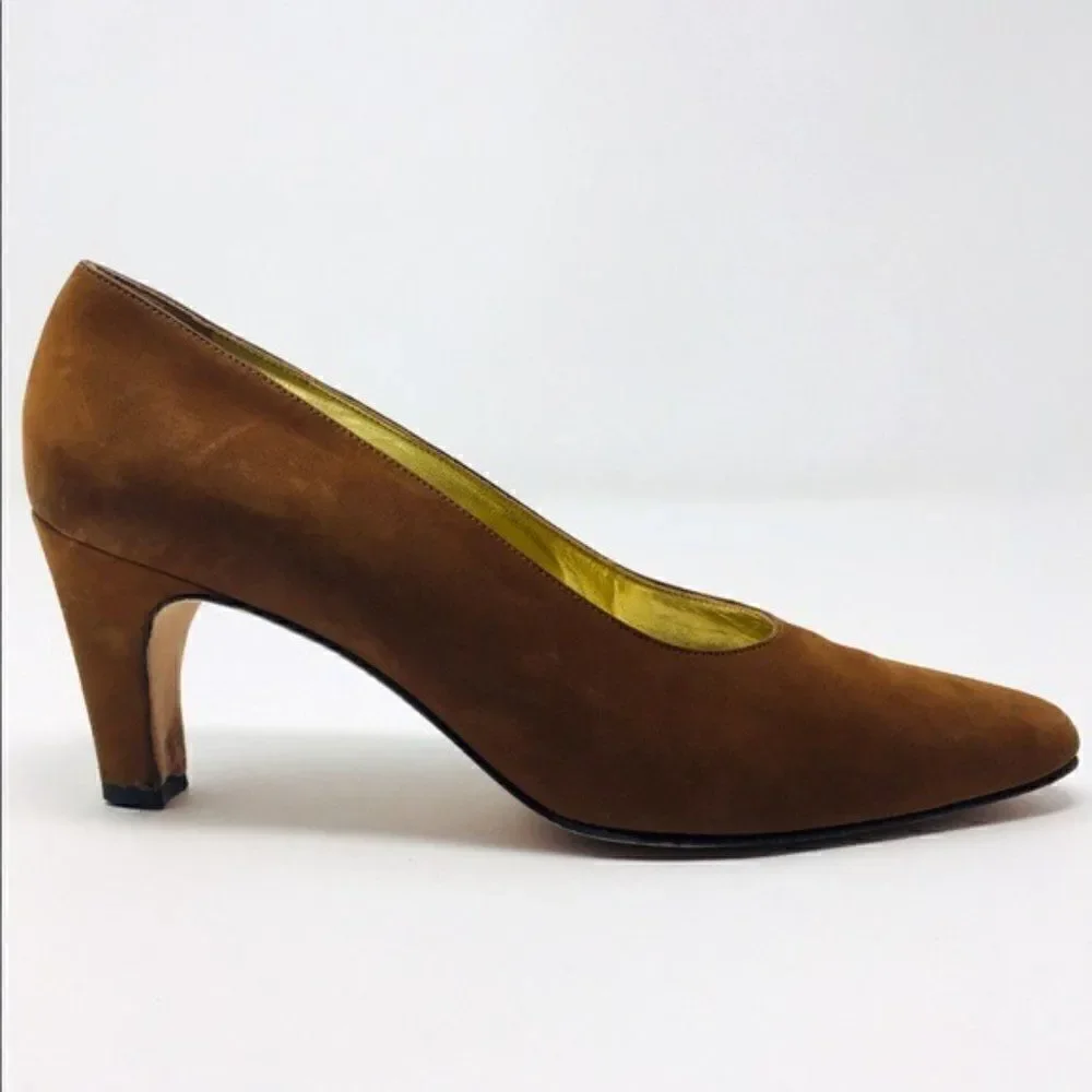 Escada vintage brown suede leather heels 8B
